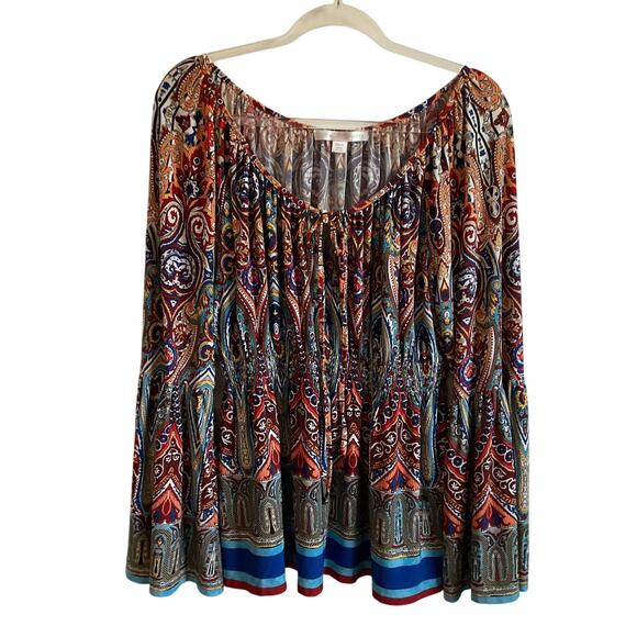 Boston Proper Flowy Bell Sleeve Boho Colorful Blouse - Size XL - Picture 1 of 7